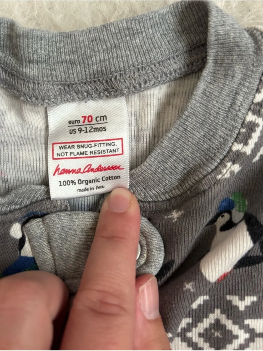 Hanna Andersson Festive Grey Penguin AOP Organic Cotton Pajamas